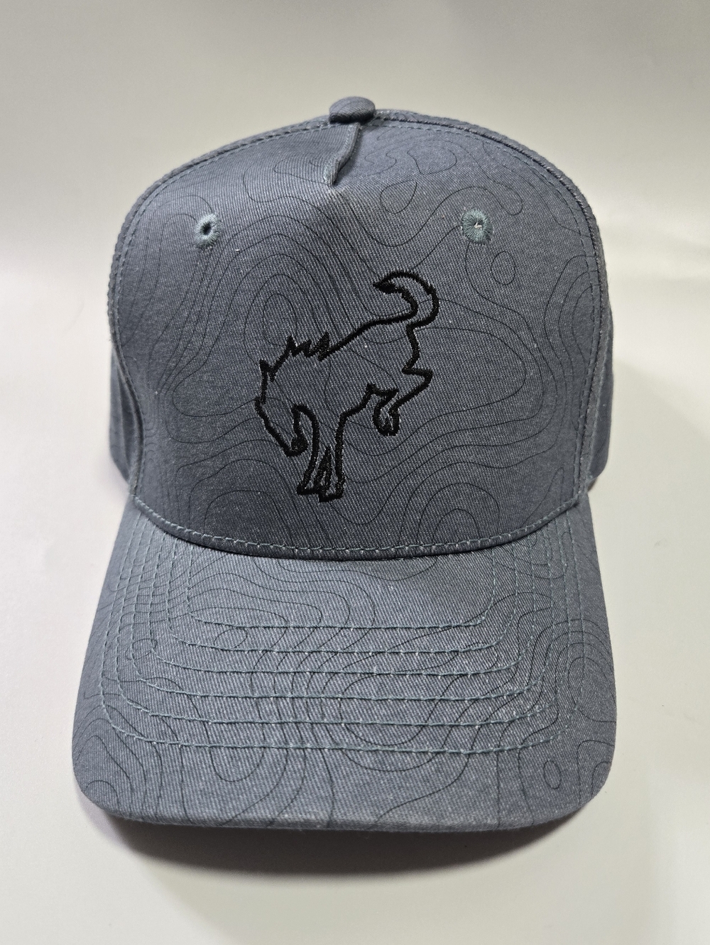 Ford Bronco Hat Adjustable Strap Gray Blue Embroidered Horse Unisex
